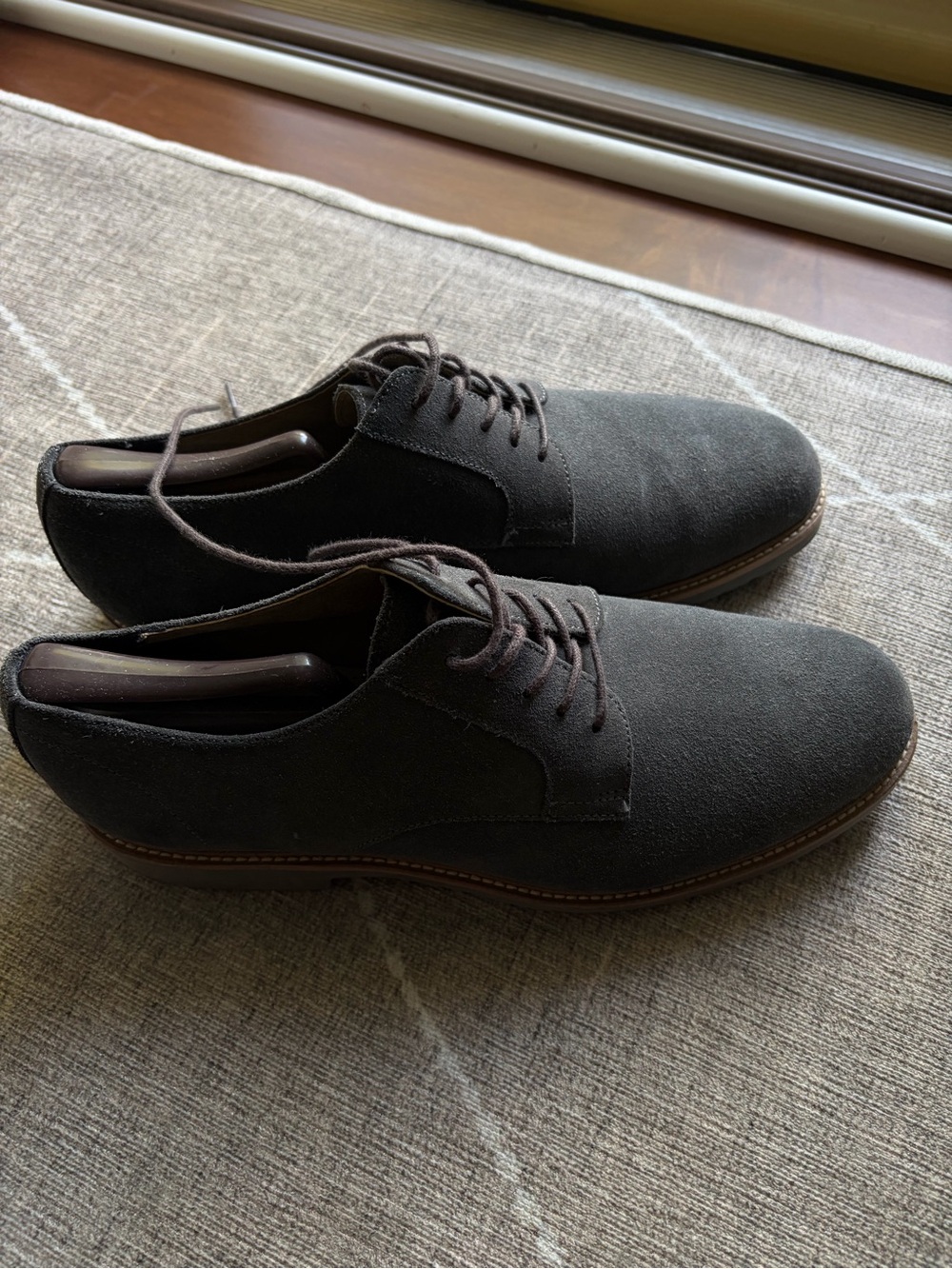 BR Men's Suede Lace-Up Dress Shoes - Dark Gray